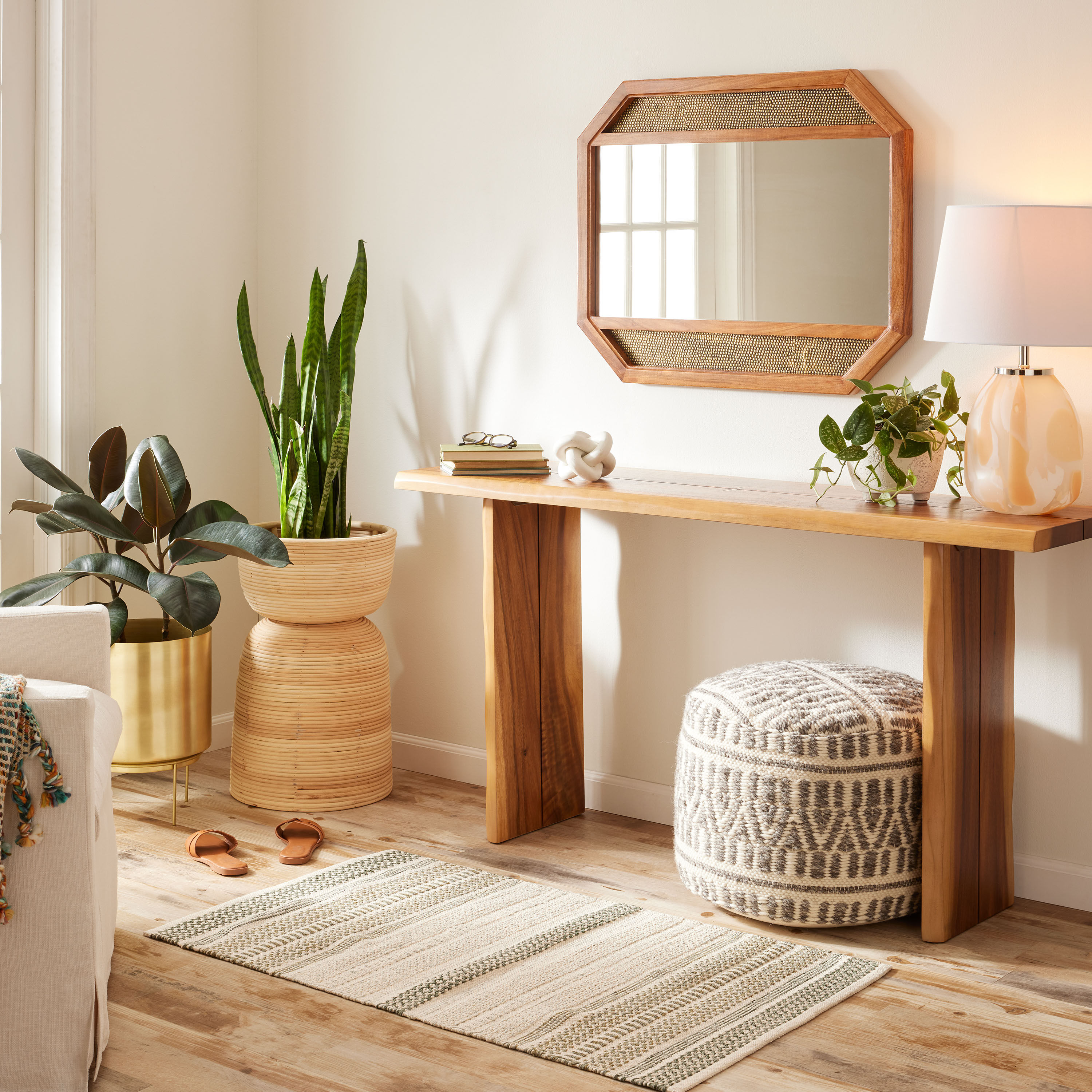 Alina Gold Clad Metal and Wood Wall Mirror image number 1