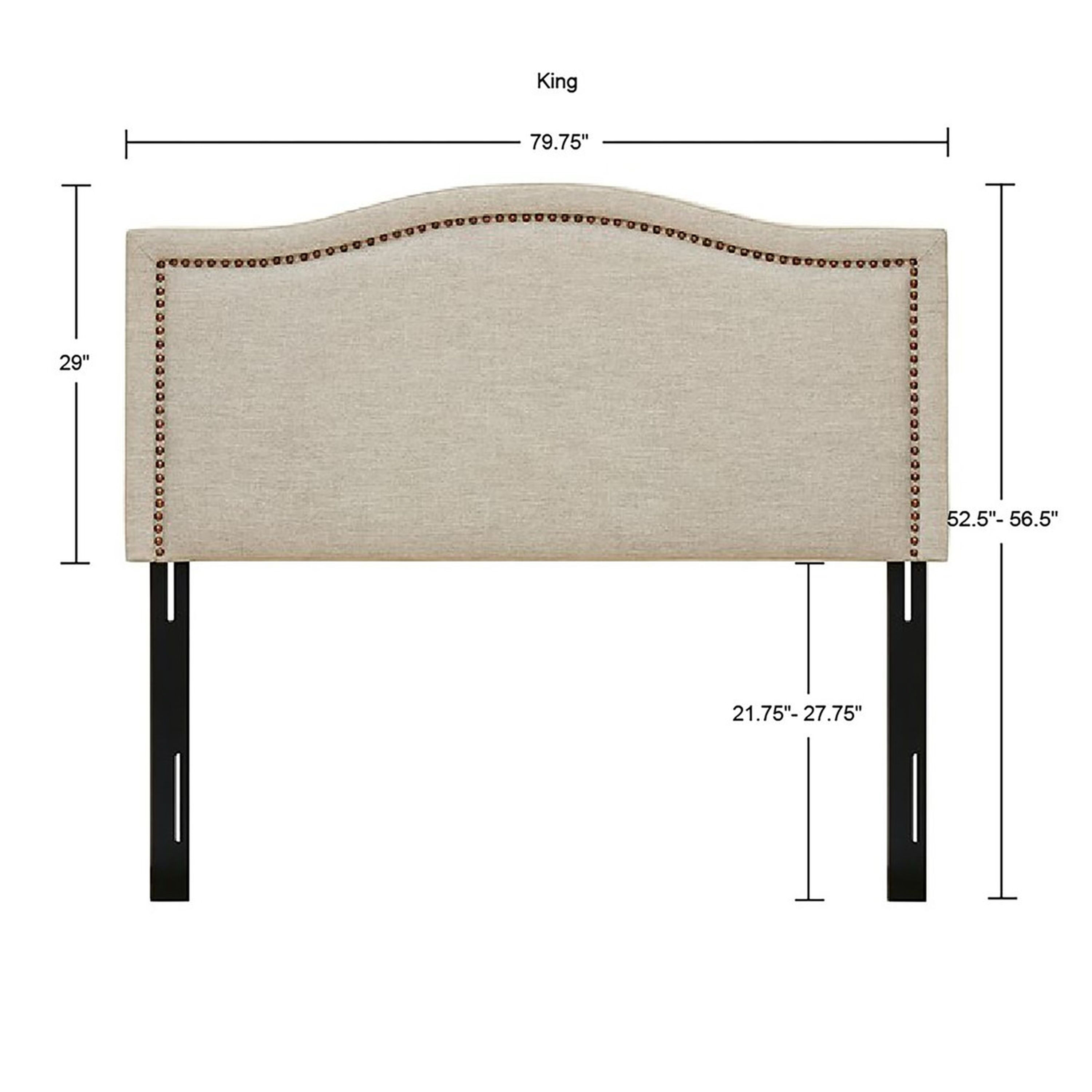 Caden Natural Linen Nail Head Upholstered Headboard image number 5