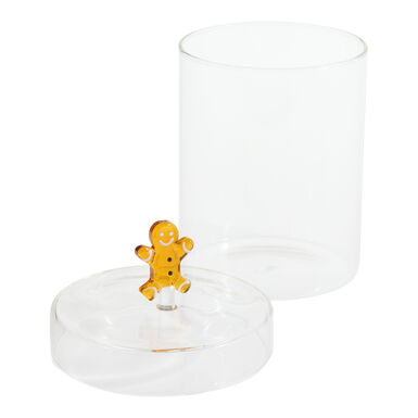 Glass Gingerbread Man Figural Handle Storage Canister Glass Gingerbread Man Figural Handle Storage Canister