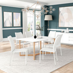 Oxford Matte White and Natural Wood Dining Table