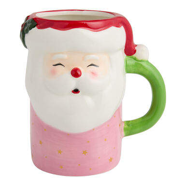 Tall Pink Santa Claus Hand Painted Figural Ceramic Mug Tall Pink Santa Claus Hand Painted Figural Ceramic Mug