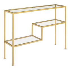 Ezra Metal and Glass Console Table with Shelves