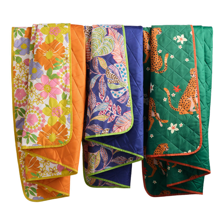 Bright Print Roll Up Picnic Blanket with Strap image number 1