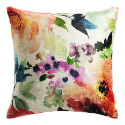 Multicolor Watercolor Floral Jacquard Throw Pillow