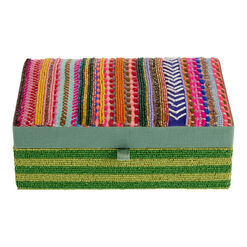 Multicolor Stripe Beaded and Embroidered Storage Box