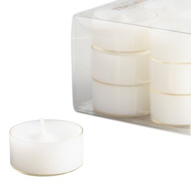 White Clear Cup Tealight Candles 12 Pack White Clear Cup Tealight Candles 12 Pack