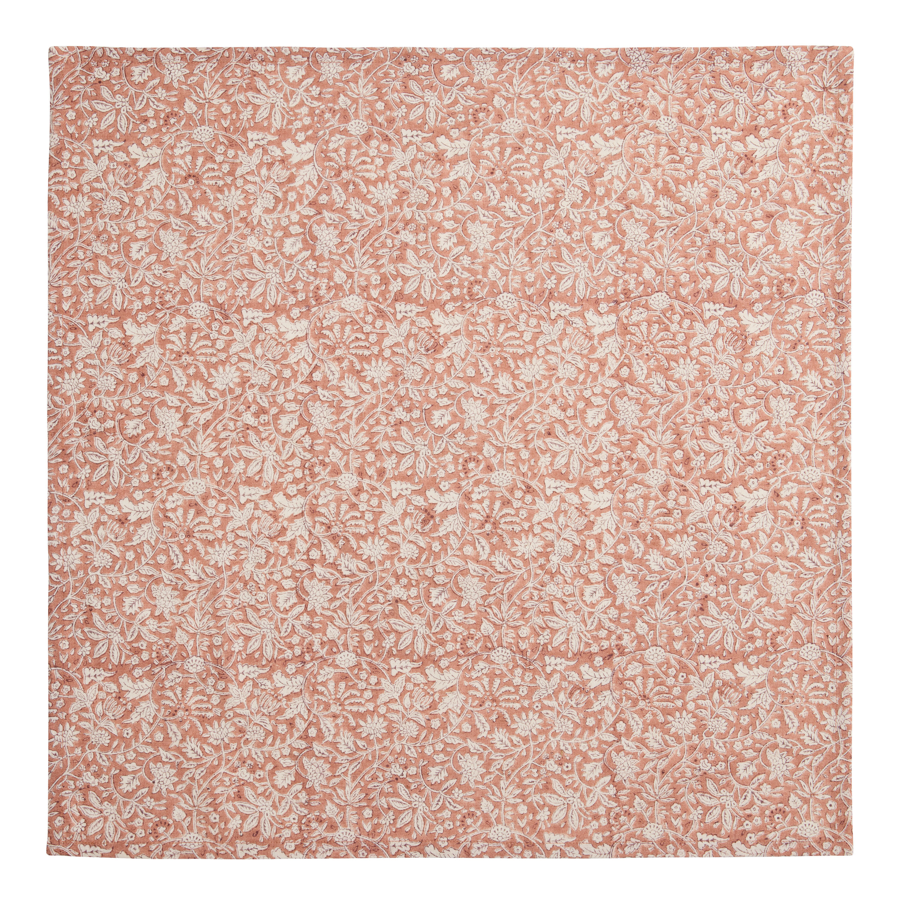 Dusty Rose and Maroon Floral Block Print Napkin Set of 4 image number 1