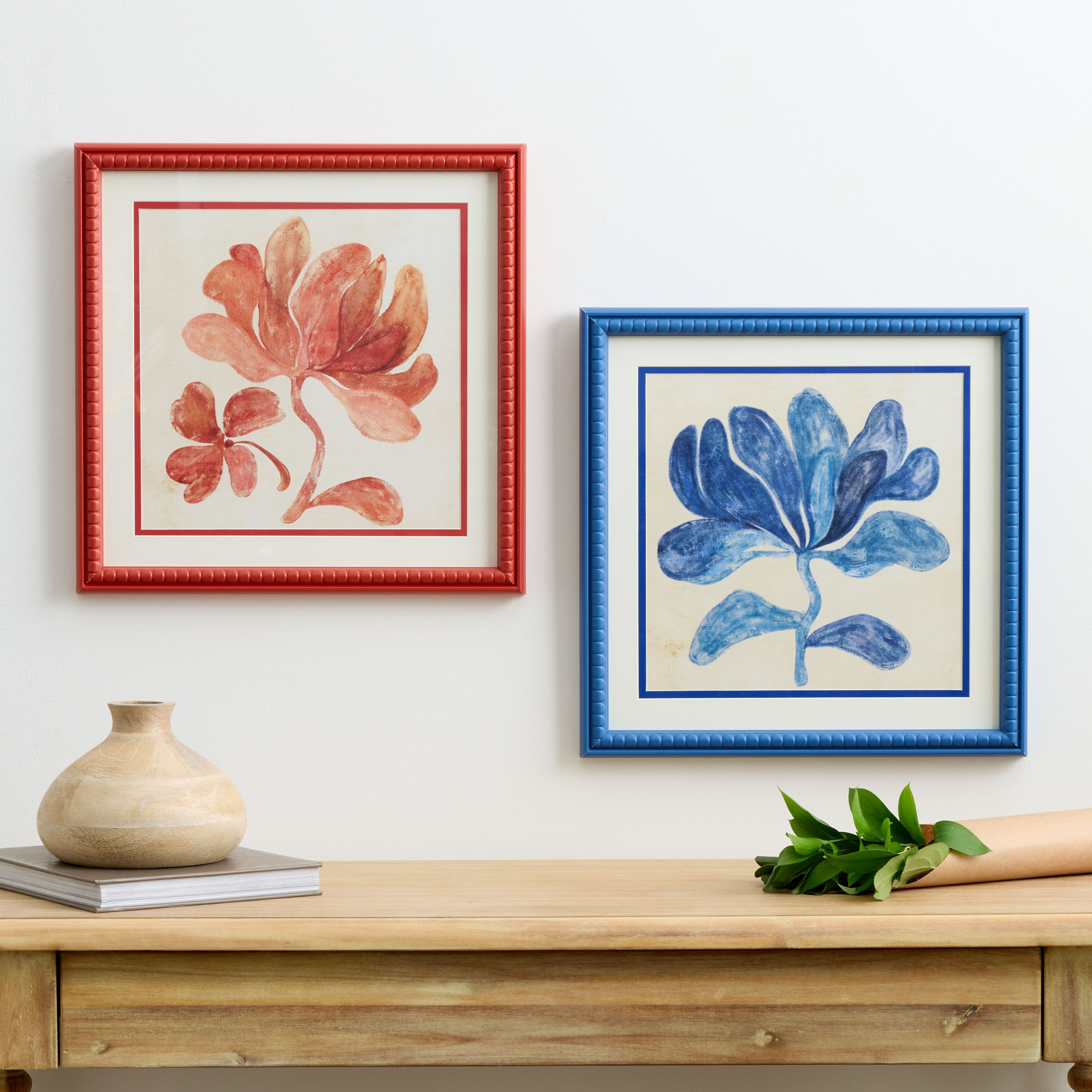Blue Scandinavian Flower Framed Wall Art