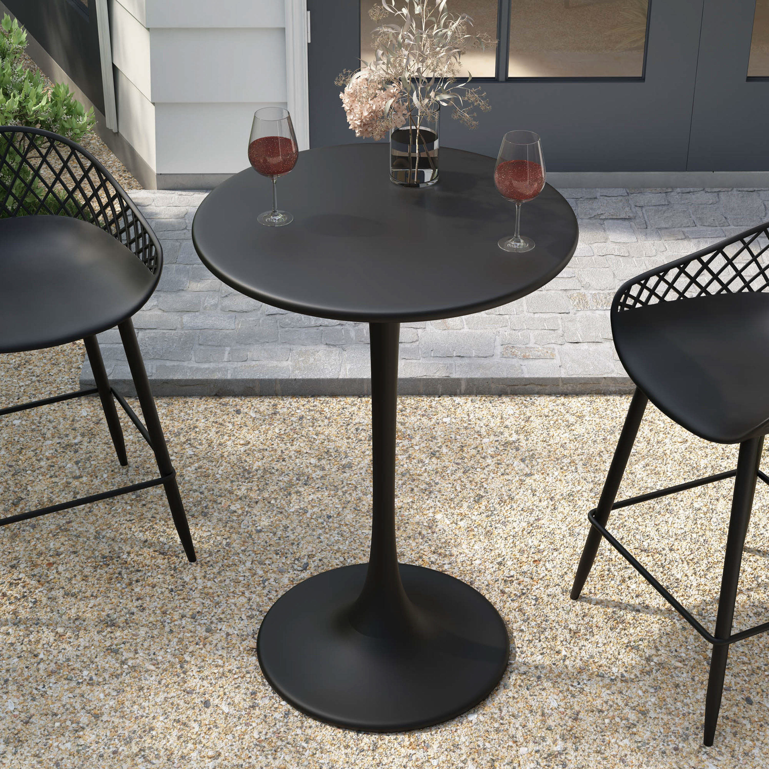 Dax Round Steel Tulip Counter Height Outdoor Dining Table image number 1