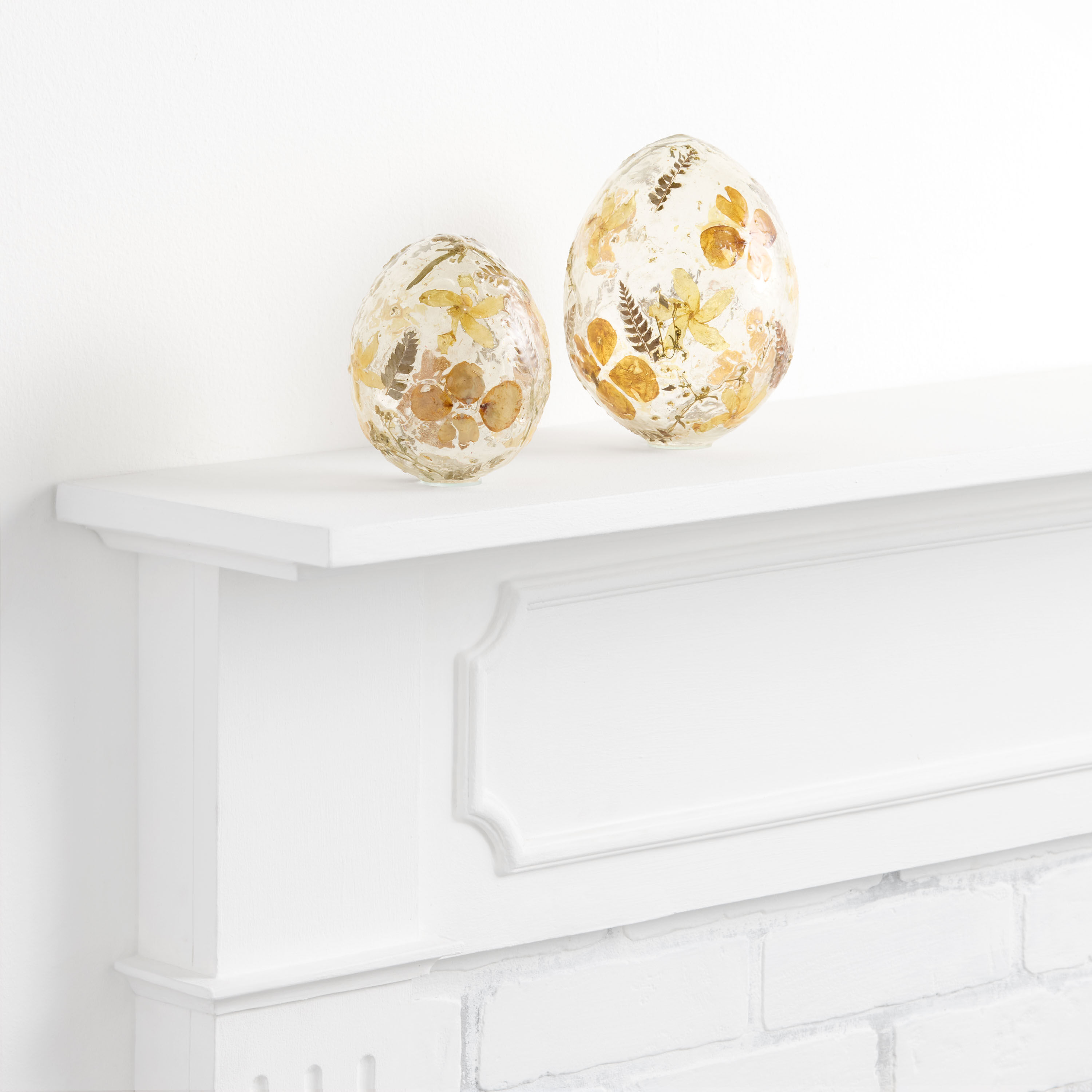 Handblown Glass Pressed Flower Egg Decor image number 0