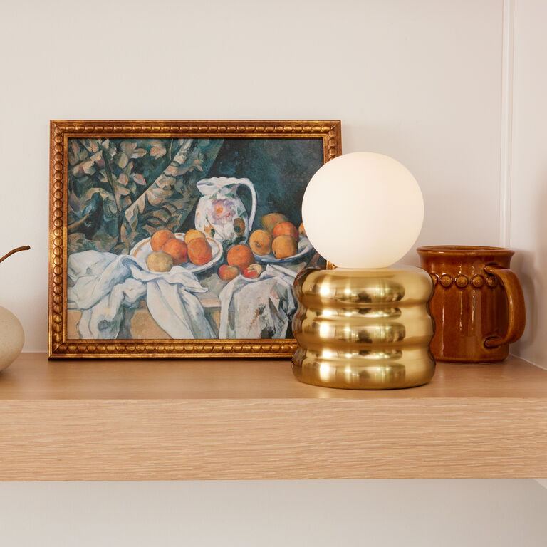 Brass and White Glass Globe Dimmable LED Portable Touch Lamp image number 2