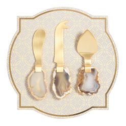 Gold Agate Slice Cheese Knives 3 Piece Set