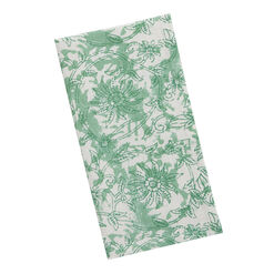 Green And White Screen Print Floral Napkin Set of 4