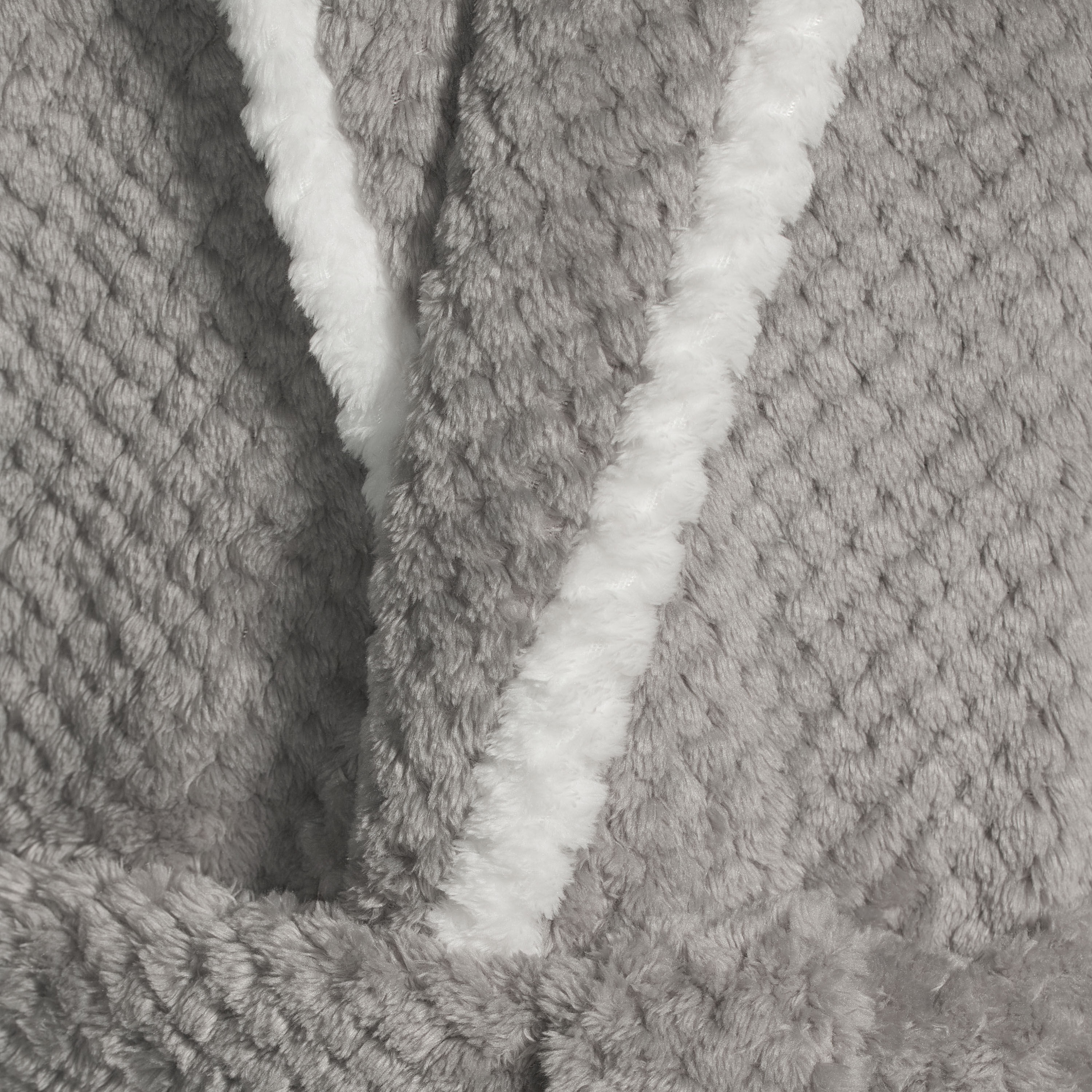 Gray and White Textured Super Soft Plush Men's Robe image number 1