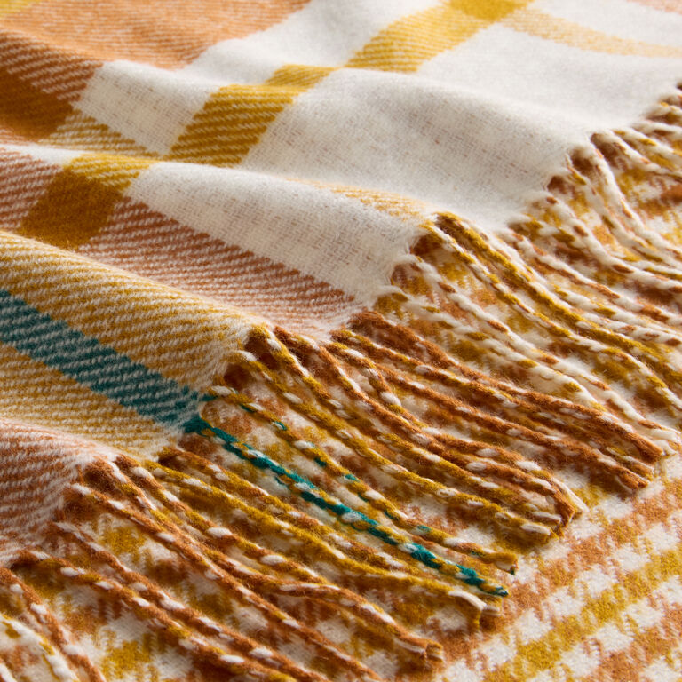 Amber and Burnt Orange Fall Plaid Reversible Throw Blanket image number 5