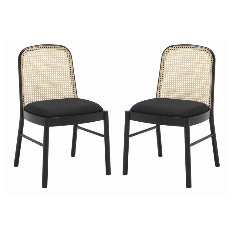 Ansil Ash Wood And Cane Upholstered Dining Chair 2 Piece Set image number 5