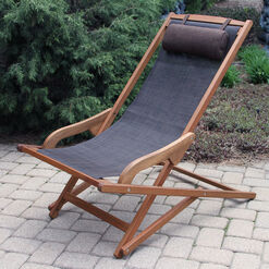 Lanai Dark Brown All Weather Wicker Sling Lounger Chair