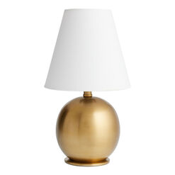 Shea Mini Brass Metal Orb Empire Shade Table Lamp