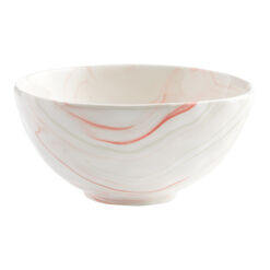 Pink And White Marbled Organic Bowl