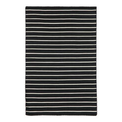 Black and White Pinstripe Reversible Indoor Outdoor Rug