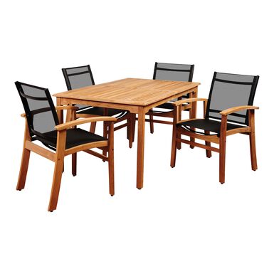 Trogir Teak Wood And Woven Yarn 5 Piece Outdoor Dining Set Trogir Teak Wood And Woven Yarn 5 Piece Outdoor Dining Set