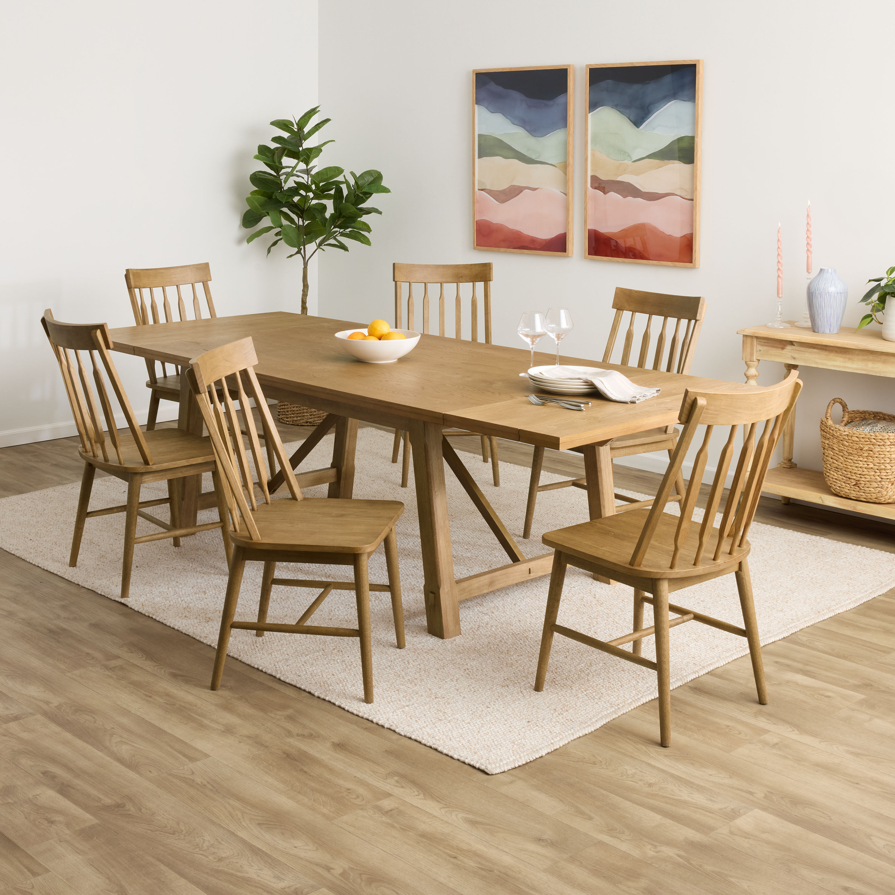 Emerson Brushed Golden Oak Farmhouse Dining Chair Set of 2 image number 1