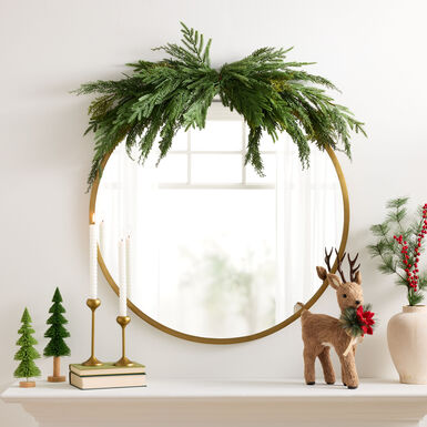 Green Soft Touch Mixed Faux Pine Mantel Swag Decor Green Soft Touch Mixed Faux Pine Mantel Swag Decor