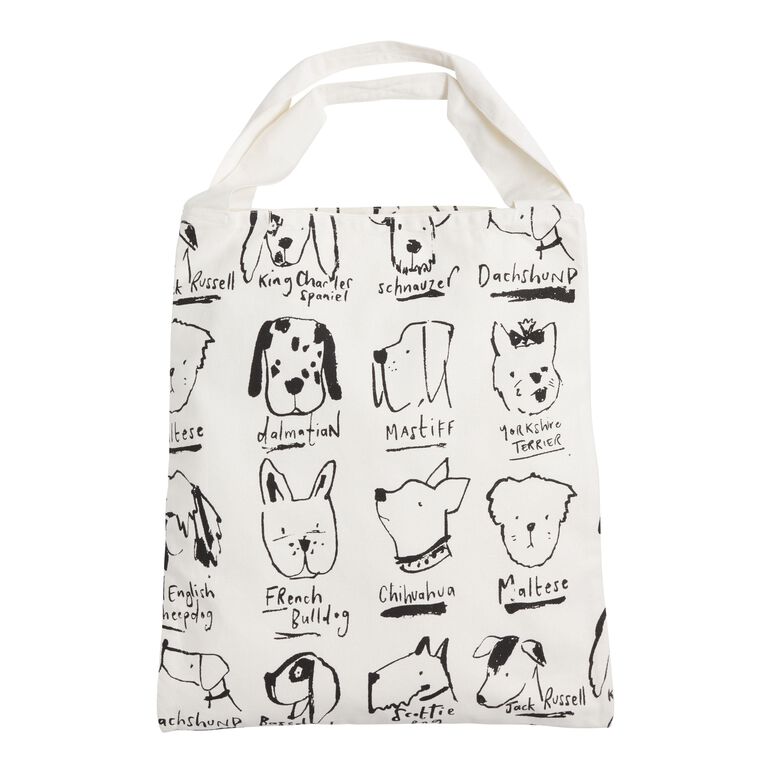 Black and White Dogs Canvas Project Bag, Project Bag for Knitters