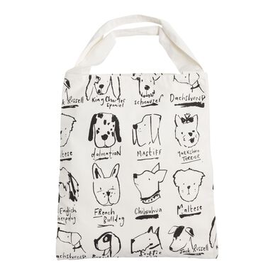 Black And White Illustrated Dogs Canvas Tote Bag Black And White Illustrated Dogs Canvas Tote Bag