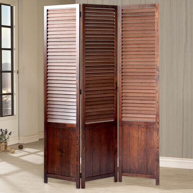 Pogani Espresso Wood and Bamboo 3 Panel Folding Screen Pogani Espresso Wood and Bamboo 3 Panel Folding Screen