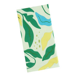 Green And Blue Abstract Leaves Kitchen Towel