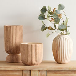 Rounded Ivory Ceramic Marbled Vase