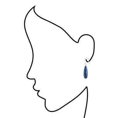 Silver Semiprecious Lapis Teardrop Drop Earrings Silver Semiprecious Lapis Teardrop Drop Earrings