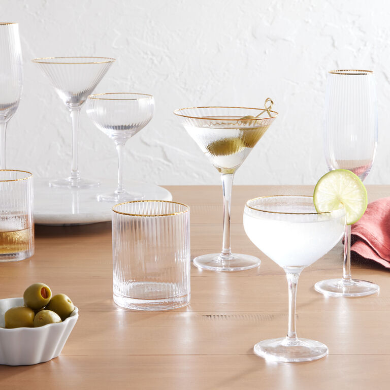 Gold Rim Ribbed Martini Glass by World Market in 2023