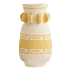 Gold Cotton Mache Greek Keys Vase