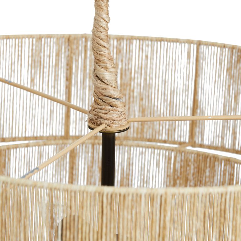Ava Abaca Rope Tiered 3 Light Pendant Lamp image number 4
