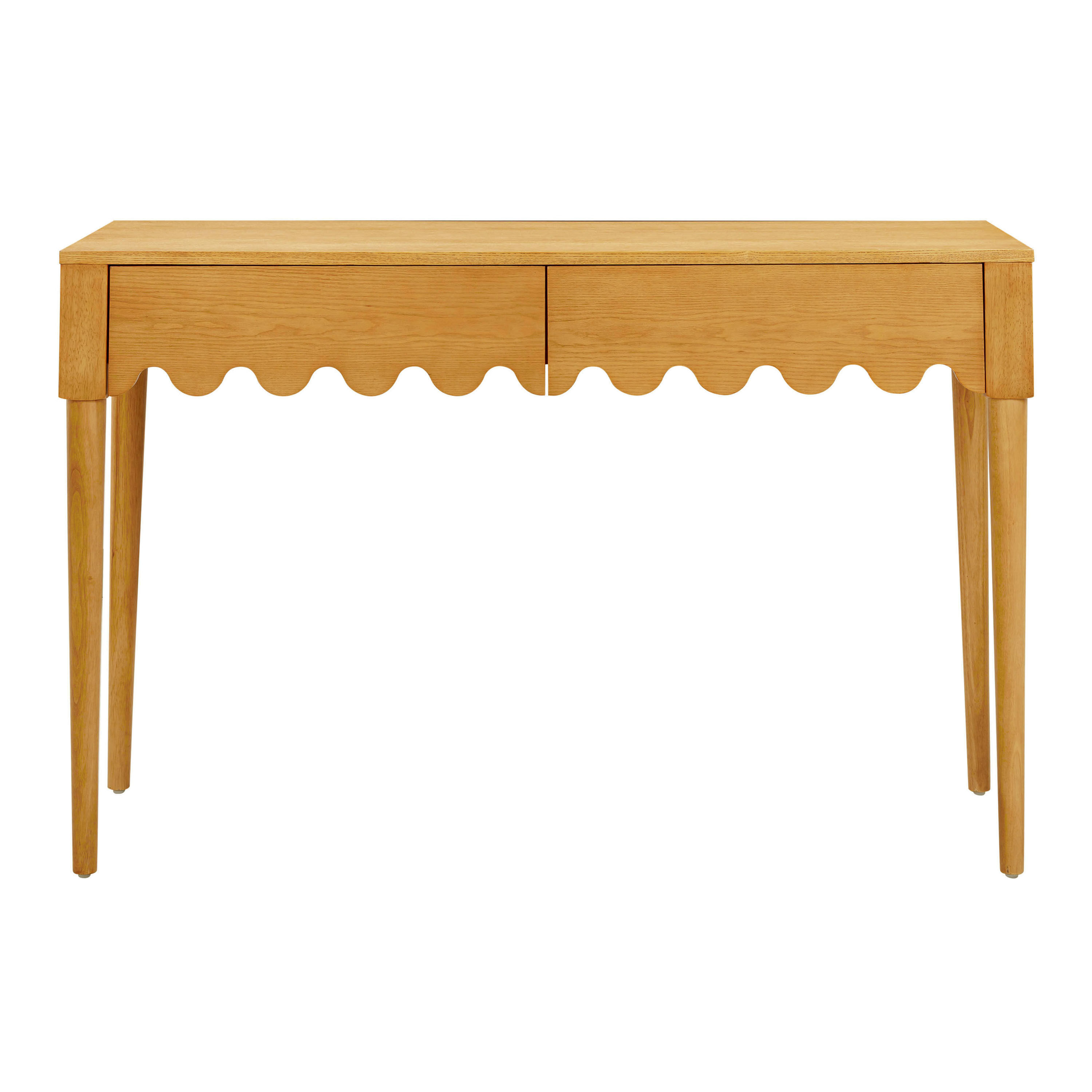 Juliana Natural Ash Wood Scalloped Desk with Drawers image number 2