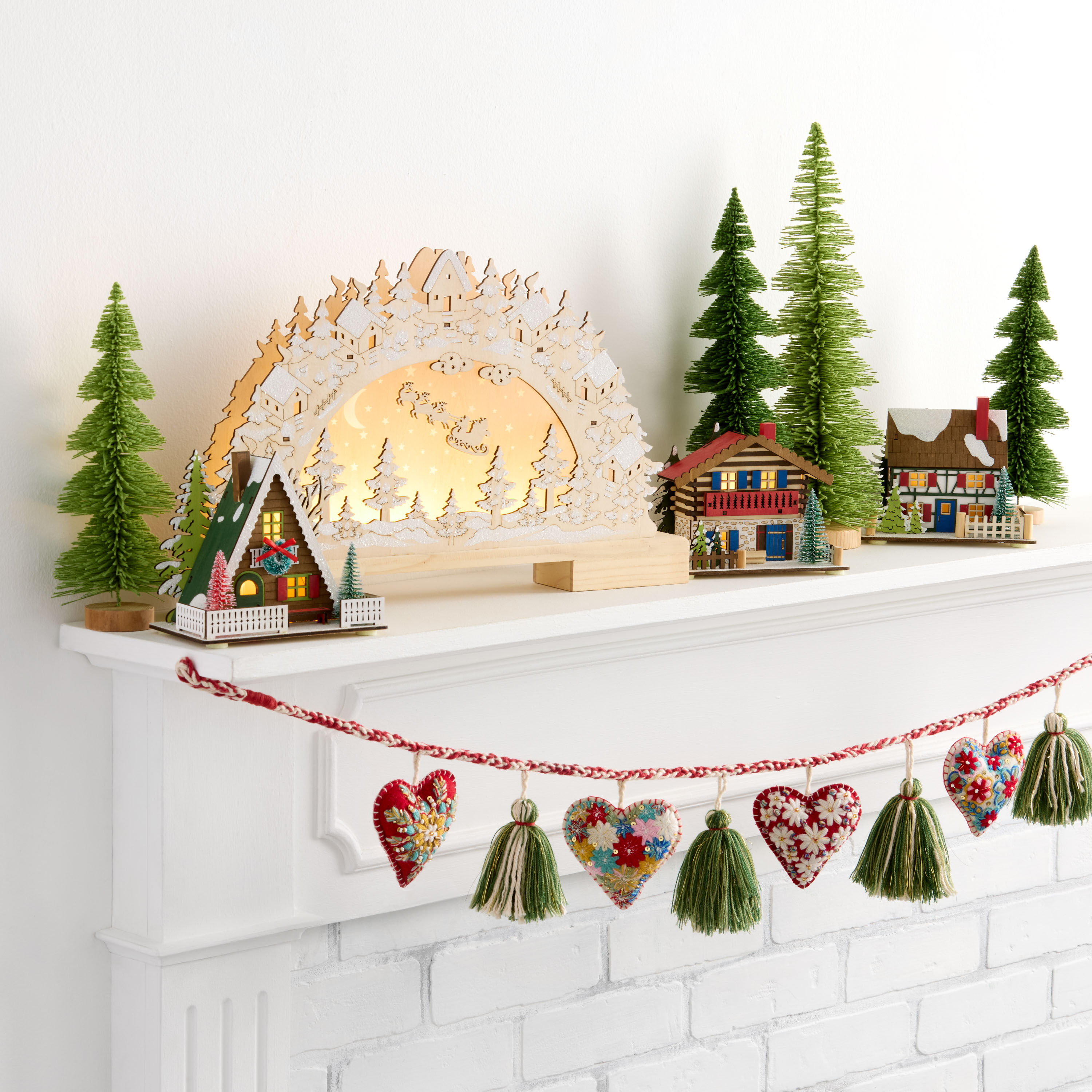 Laser Cut Wood European Cottage LED Light Up Decor Set Of 3 image number 3