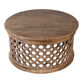 Seething Round Brown Carved Wood Circle Coffee Table image number 0