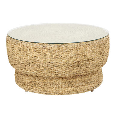 Yuscaran Round Natural Rattan and Glass Top Coffee Table Yuscaran Round Natural Rattan and Glass Top Coffee Table