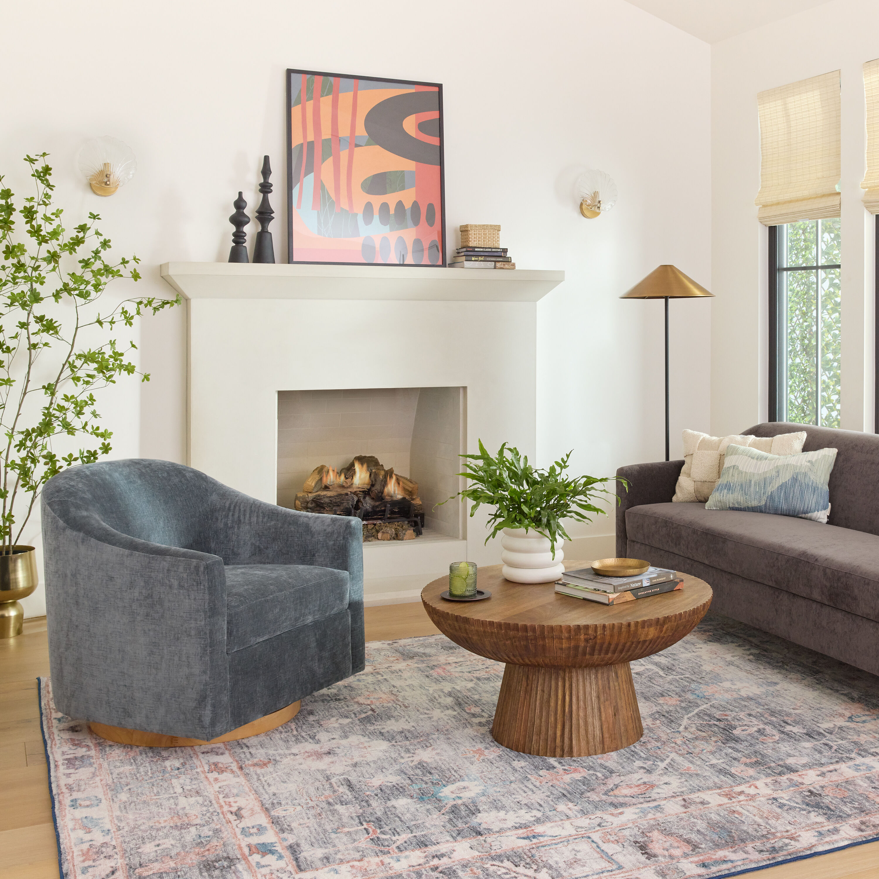 Augustine Chenille Slope Arm Upholstered Swivel Chair image number 1