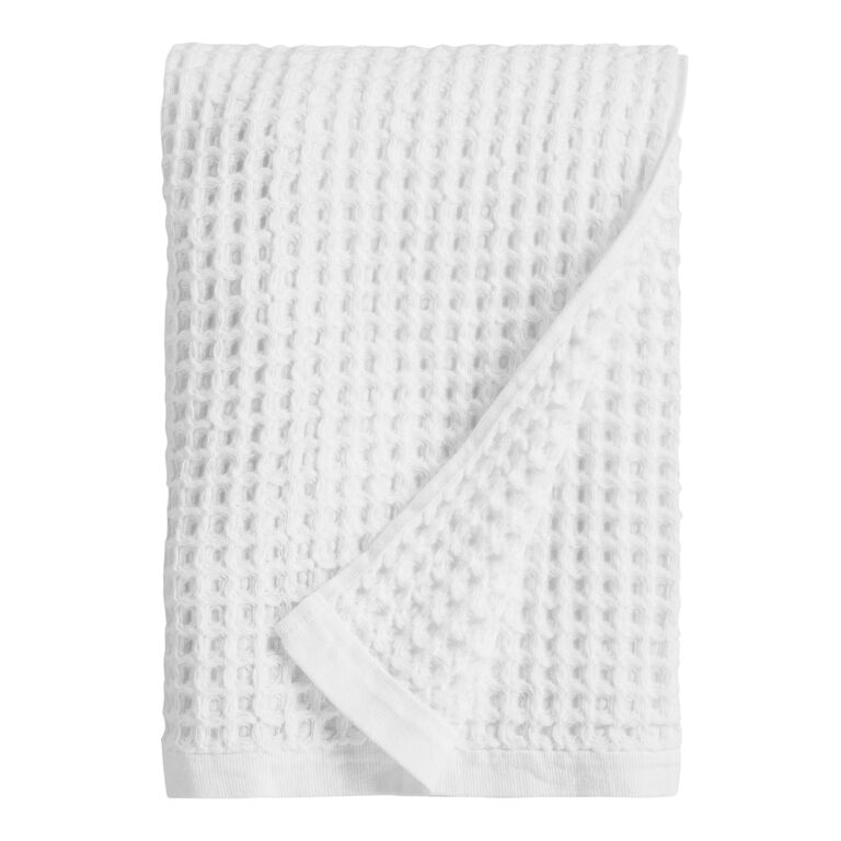 White Waffle Weave Cotton Bath Towel