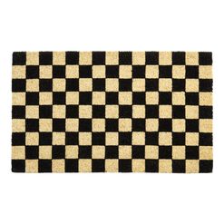 Black and Natural Checkerboard Coir Doormat