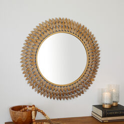 Gold Metal Layered Leaf Wall Mirror