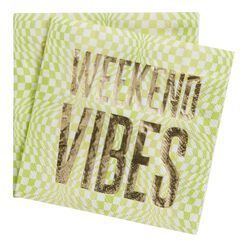 Green Check Weekend Vibes Beverage Napkins 20 Count