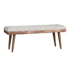 Lewis Black and White Linen Upholstered Bench