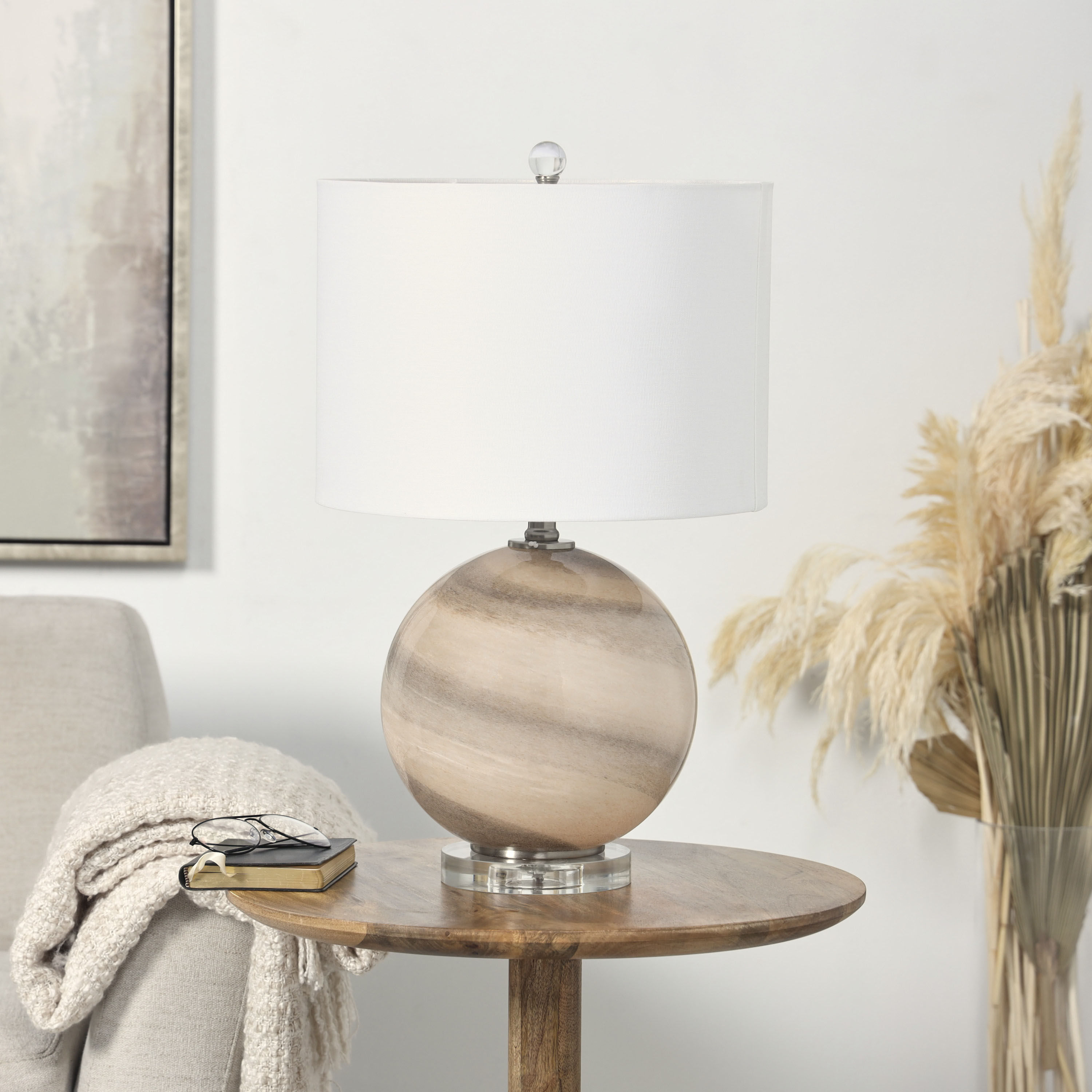 Round marble lamp discount