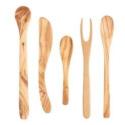 Olive Wood Charcuterie and Cheese Serving Utensils 5 Pack