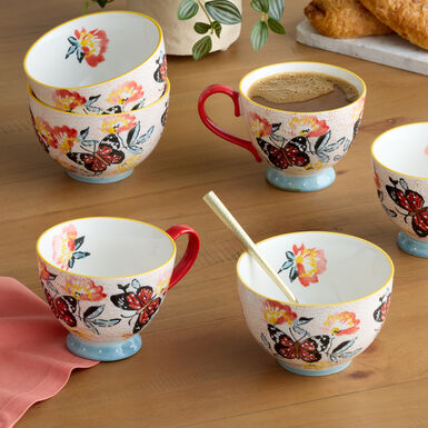 Multicolor Floral Butterfly Hand Painted Bowl Multicolor Floral Butterfly Hand Painted Bowl