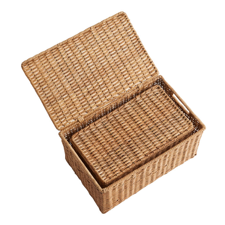 Elias Rattan Utility Basket With Lid 2 Piece Set image number 3